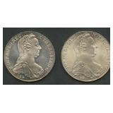 (1.80 ozt TW) 2- 1780 Austria 1 Thalers .833 Silve