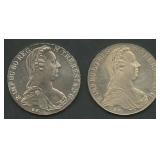(1.80 ozt TW) 2- 1780 Austria 1 Thalers .833 Silve
