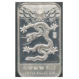 2012 Year of the Dragon .999 Silver Bar 1 ozt