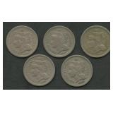 5- Mixed Three-Cent Nickels