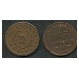 2- Civil War Token Store Cards New York
