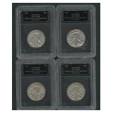4- Mixed Walking Liberty Half Dollars