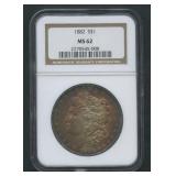 1882 Morgan Silver Dollar NGC MS 62