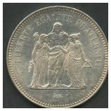 1974 France 50 Franc 'Hercules' .900 Silver, 30g