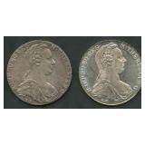 (1.80 ozt TW) 2- 1780 Austria 1 Thalers .833 Silve