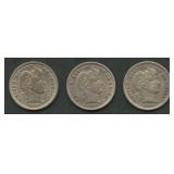 3- Mixed Liberty Head Barber Dimes Higher Grade