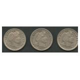 3- Mixed Liberty Head Barber Dimes Higher Grade