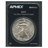 2011 ASE Silver Eagle APMEX Holder