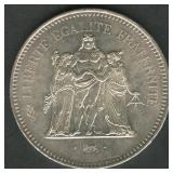 1977 France 50 Franc 'Hercules' .900 Silver, 30g
