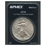 2018 ASE Silver Eagle APMEX Holder
