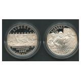 2- Proof Commemorative .900 Silver Dollars OGP