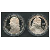 2- Proof Commemorative .900 Silver Dollars OGP