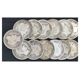 13- Mixed O- and D-Mint Liberty Barber Dimes