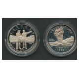 2- Proof Commemorative .900 Silver Dollars OGP