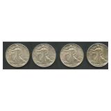 4- Mixed Walking Liberty Halves Higher Grade