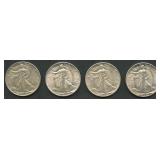 4- Mixed Walking Liberty Halves Higher Grade