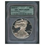 2000-P ASE Silver Eagle ICG- PR70 DCAM