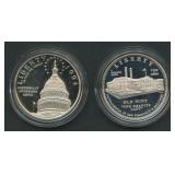 2- Proof Commemorative .900 Silver Dollars OGP