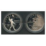 2- Proof Commemorative .900 Silver Dollars OGP
