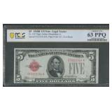 1928B $5 Legal Tender Note PCGS 63 PPQ
