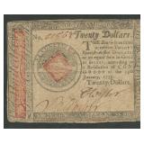 Continental Currency $20 CC-92 Jan 14, 1779