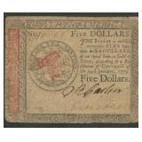 Continental Currency $5 CC-91 Jan 14, 1779