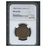 1846 Small Date Large Cent NGC MS 62 BN