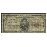 1929 $5 National Bank Note Ty I  Mount Carmel PA