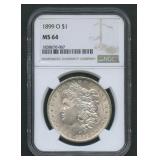1899-O Morgan Silver Dollar NGC MS 64