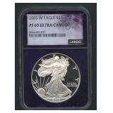 2005-W ASE Silver Eagle NGC PF 69 Ultra Cameo