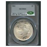 1922 Peace Silver Dollar CAC MS 64