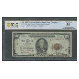 1929 $100 Federal Res Bank Note CLE PCGS 30