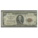 1929 $100 Federal Res Bank Note CLE FR-1890D