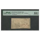 Colonial Currency NJ 6 Shill NJ-155 PMG 64 EPQ