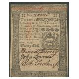Colonial Currency PA 20 Shil PA-169  10/1/1773