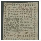 Colonial Currency CT 4 Pence CT-216 10/11/1777