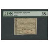 Colonial Currency RI $7 RI-287 PMG 58 EPQ