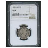 1896-O Liberty Head Barber Quarter NGC VG8