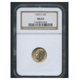 1955-S Roosevelt Silver Dime NGC MS 65