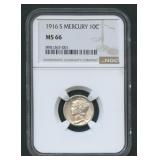 1916-S Mercury Head Dime NGC MS 66