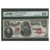 1907 $5 Legal Tender Note FR-91 PMG 55 EPQ
