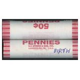 2- Rolls of 2009 Lincoln Head Cents AU/BU