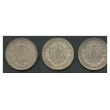 (1.60 ozt TW) 3- Mixed Mexico 1 Pesos .720 Silver