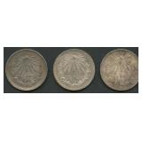 (1.60 ozt TW) 3- Mixed Mexico 1 Pesos .720 Silver