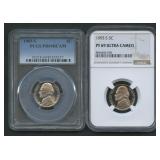 2- Mixed Jefferson Nickels S-Mint Proofs Graded