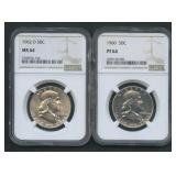 2- Franklin Half Dollars NGC Graded