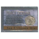 Peace Dollar San Franscisco Mint Display Card