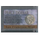 Peace Dollar San Franscisco Mint Display Card