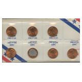 7-Coin Display of 1982 Lincoln Cents