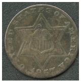 1857 Type II Three-Cent Silver Piece